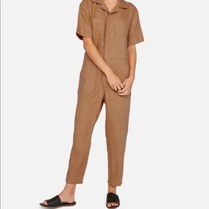 Mate The Label Linen Short Sleeve Jumpsuit